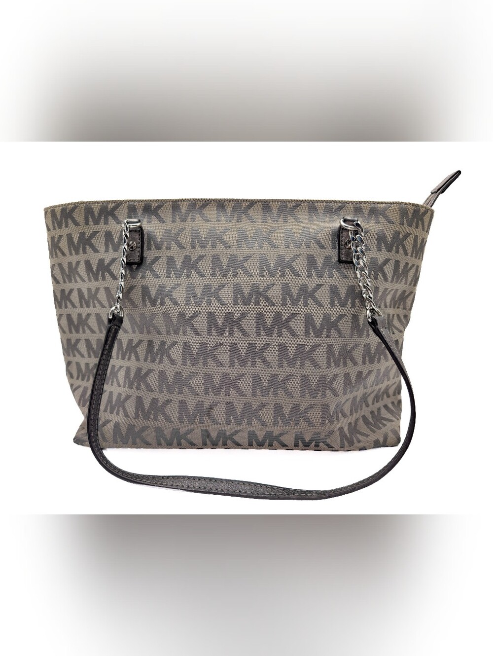 Michael Kors Taupe MK Logo Chain-Handle Messenger Bag